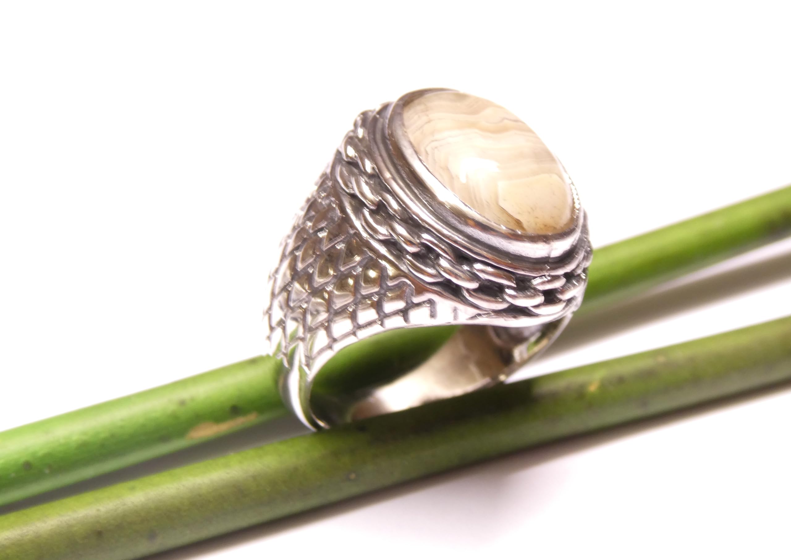 Anillo para hombre de plata de ley maciza, piedras de tamaño 60, piedra jaspe, para hombre, Plata de ley, labrarita
