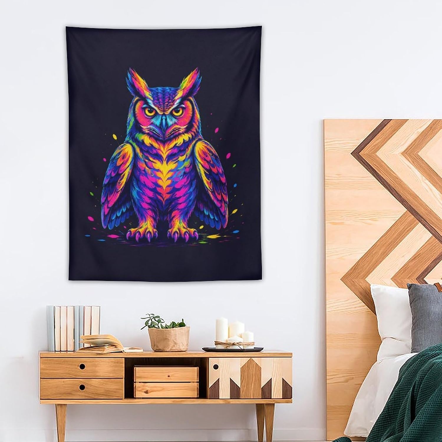 Lyngora Wall Tapestry for Bedroom Dorm Living Room Decor Cool Neon Owl