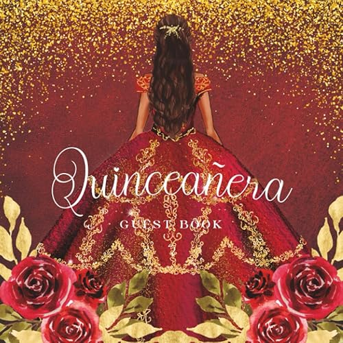 Quinceañera Guest Book Beautiful Burgundy Red and Gold 15th Birthday Sign-in Guest Book with Gift Tracker and Keepsake Pages