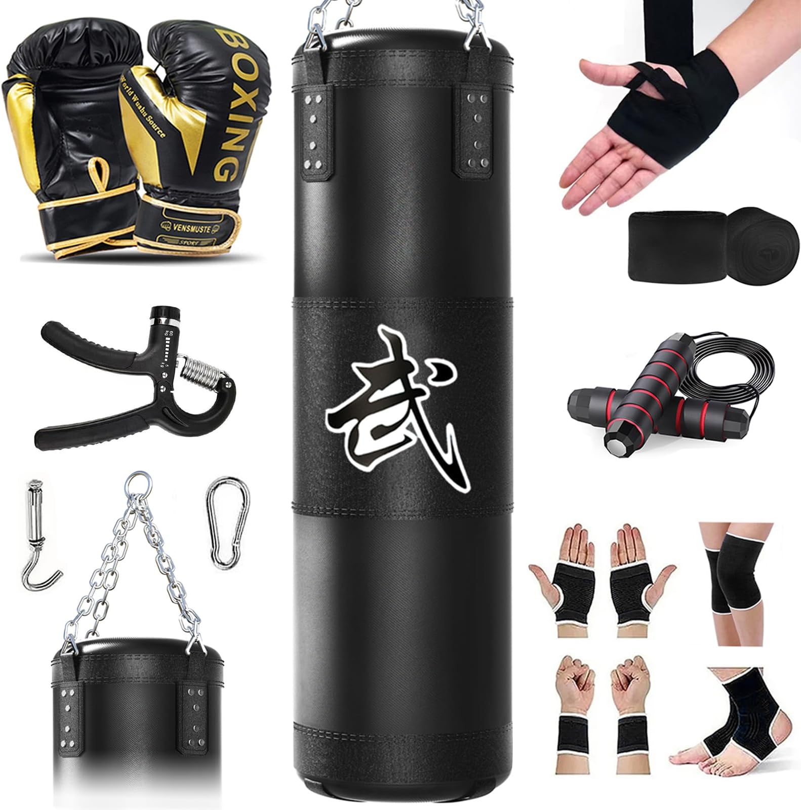 Mesetast Punching Bag for Adults, 4ft Heavy Boxing Bag Set with 12oz Boxing Gloves, MMA Karate Kickboxing Boxing Home Gym Martial Art - Unfilled
