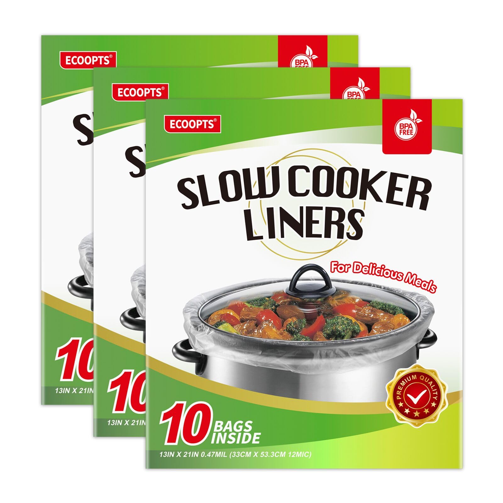 ECOOPTS Schongarer-Einlagen, 30 Stück, große Kochbeutel, passend für 3–8,5 Quarts (3 Stück)