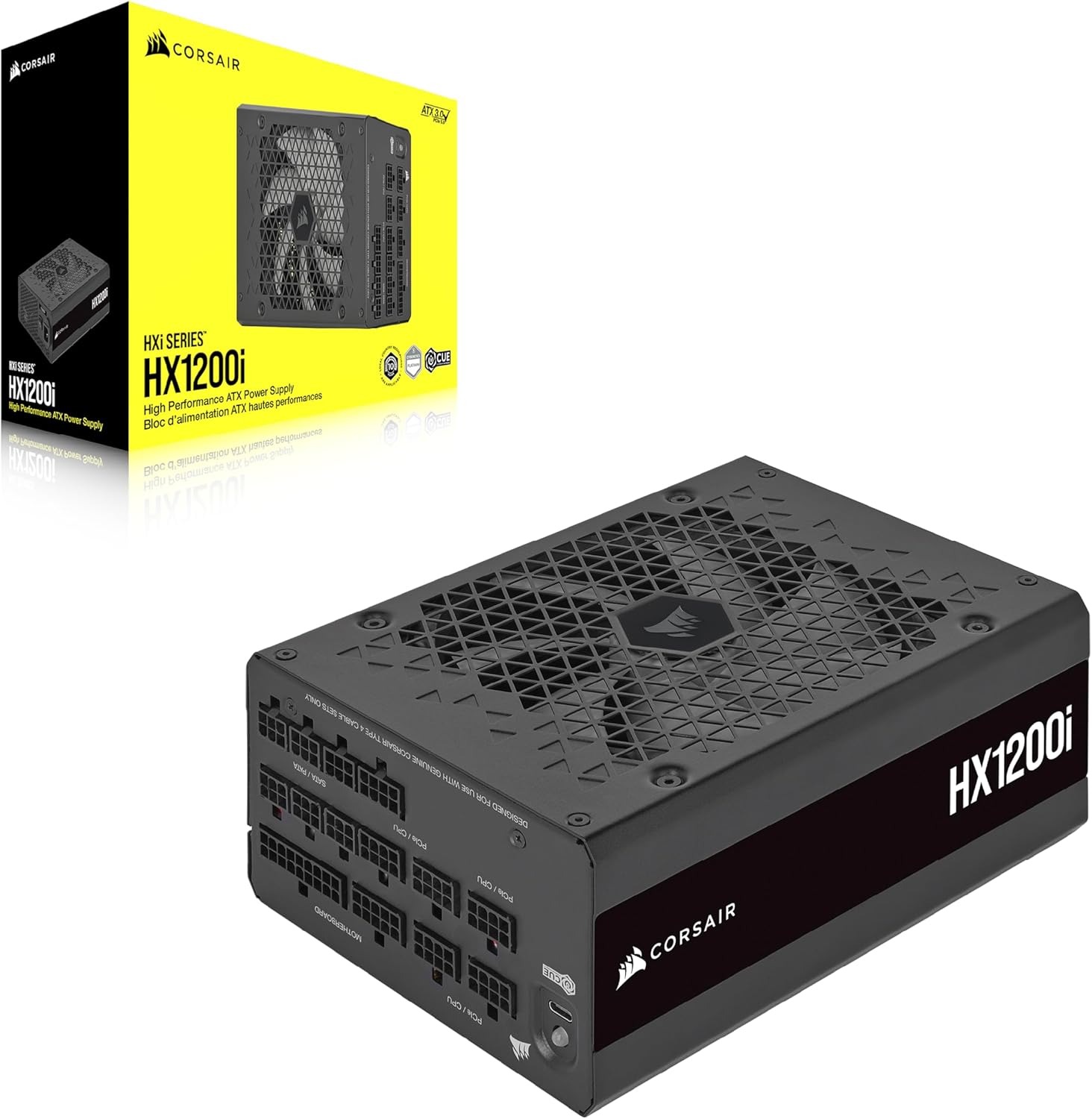 CORSAIR HX1200i Fuente de Alimentación ATX Totalmente Modular de Muy Bajo Nivel Sonoro – Compatible con ATX 3.1 y PCIe 5.1 -Ventilador con Rodamiento Dinámico Fluido – 80 Plus Platinum – Negro 10