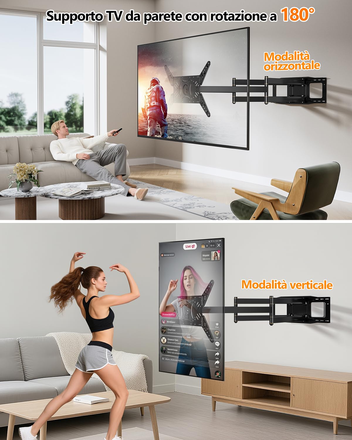 Mounting Bracket 1060 mm 37-90 Pollici TV Pendole 180° - Dettaglio