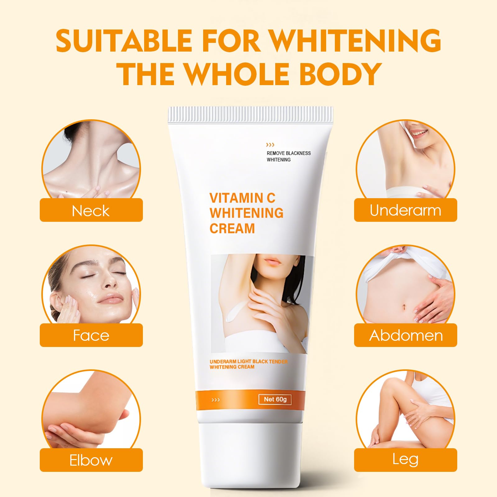 Crema Blanqueadora Axilas,Crema Aclaradora Zonas Íntimas y Muslos Internos,Crema Hidratante Blanqueante para Codos,Rodillas y Piel Sensible,Suaviza,Aclara Manchas Oscuras y Mejora Tono de Piel,60g - 4