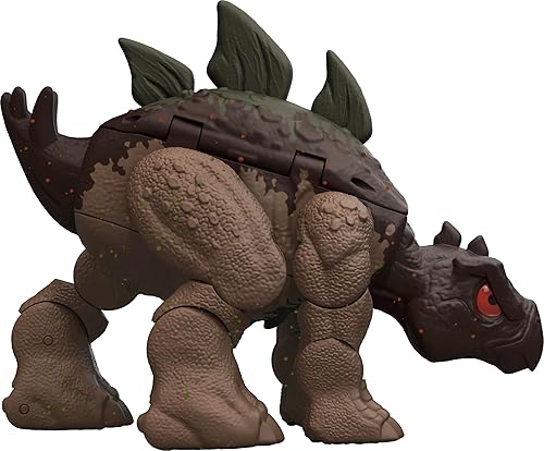 Miniatura 5 de Mattel Jurassic World - Juguete transformador de dinosaurio de estegosaurio a carnotaurio, juguete 2 en 1 de doble peligro de 11 pasos, cambiadores