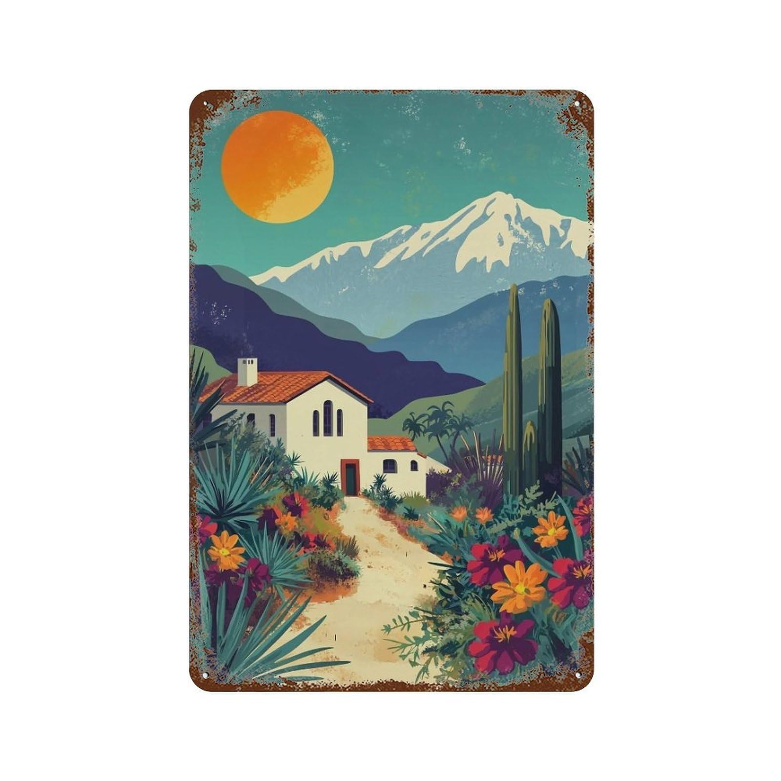 YHGERTKU Agave Valley Dusk 01 Wall Art Retro Iron Vintage Metal Tin Sign Poster Modern Decor for Living Rooms Gift 30x20cm