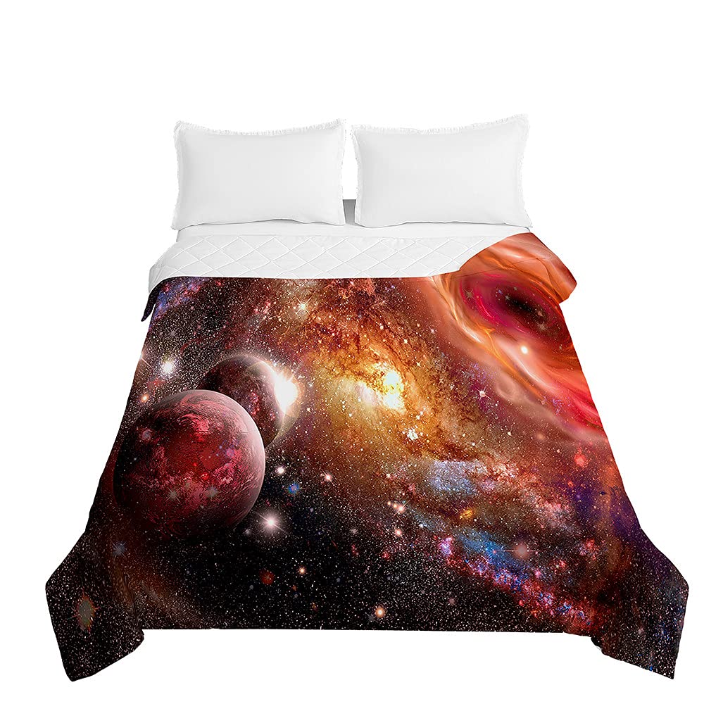 Surwin Orange Embossed Quilted Bedspreads Single Double Super King Bed Size, Galaxy Bedspread Quilt Sofa Throws Blanket Lightweight Coverlet Microfiber Comforter Bed Sheet (,100 * 150Cm)