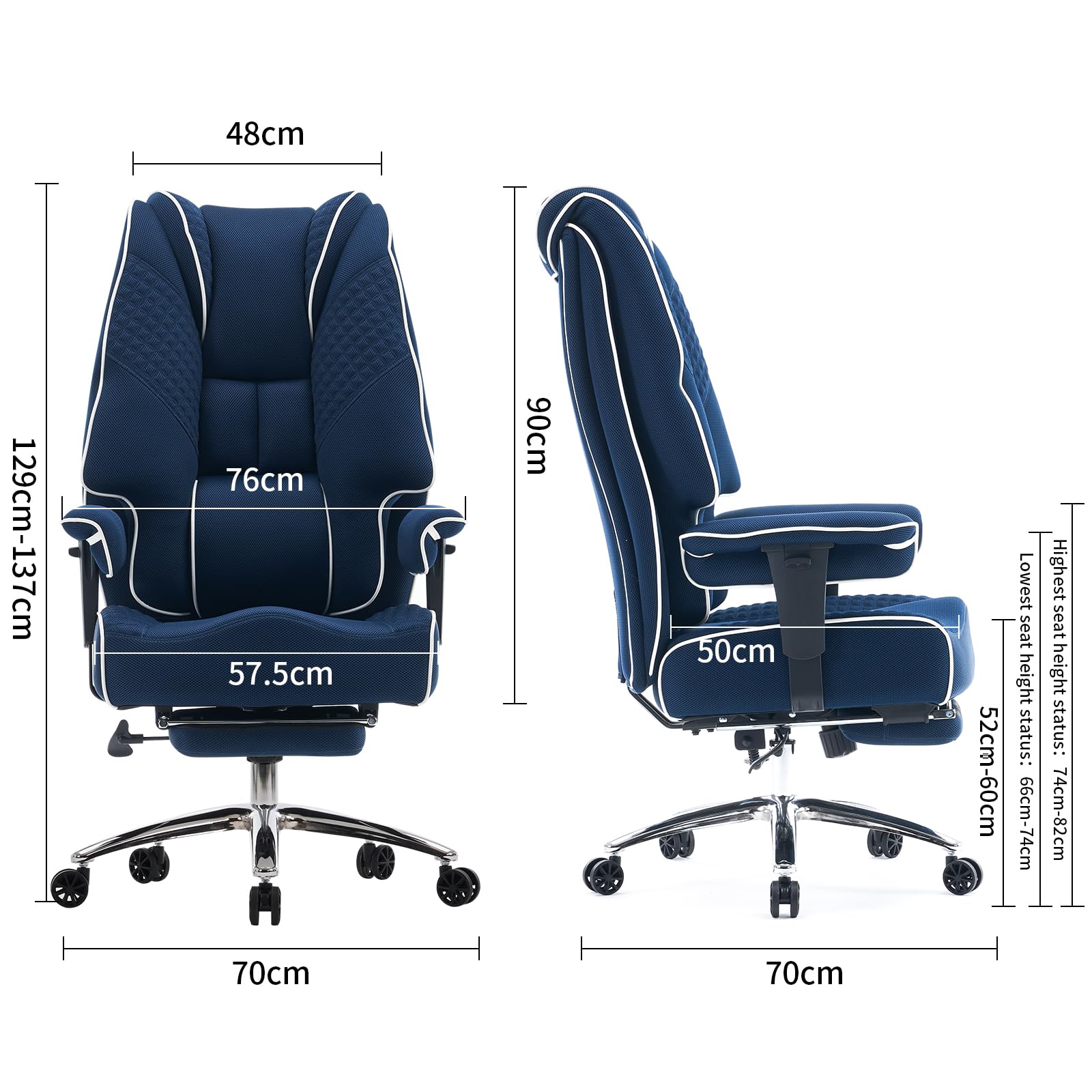 EXCEBET Silla de oficina ergonómica de malla con reposapiés, silla de escritorio giratoria ejecutiva de respaldo alto con reposabrazos ajustables, respaldo transpirable, para el hogar y la oficina