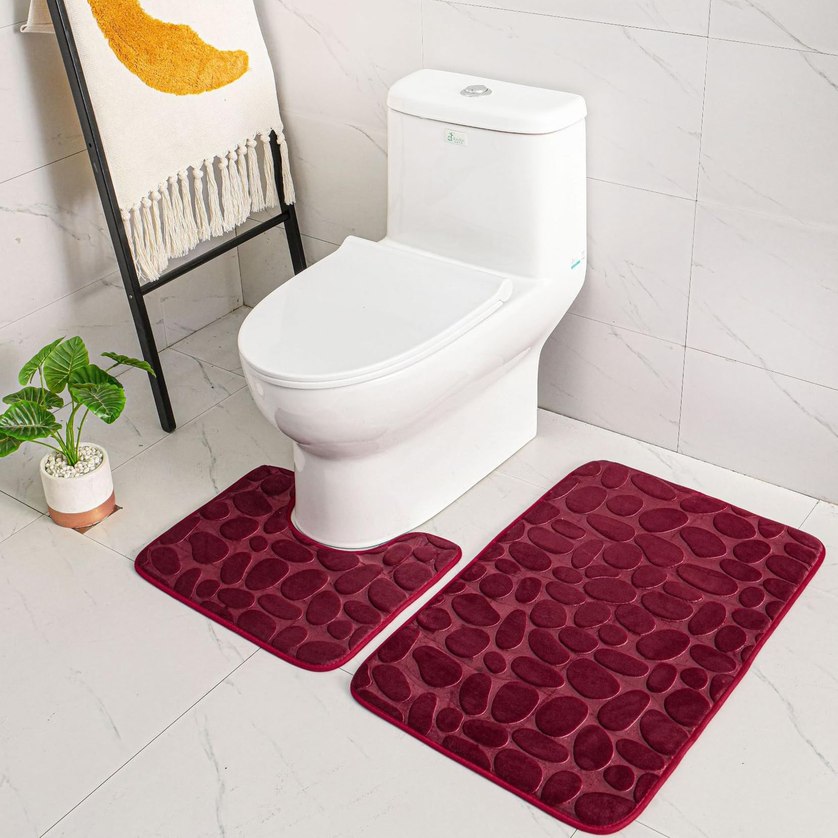 ele ELEOPTION Alfombrilla de Baño Antideslizante, Alfombra de Baño Súper Absorbente de Agua, Alfombra de Baño de Espuma Viscoelástica Cómoda y Transpirable (Rojo)