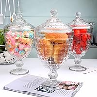 Vista 6 de Juego de 3 tarros de caramelo, tarro de boticario con tapa, tarro de caramelo de cristal, tarros decorativos con pies, tarro de galletas, para bufé