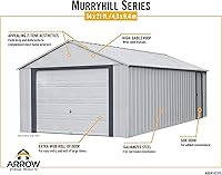 Vista 27 de Arrow Shed 12' x 10' Murryhill Garage Galvanized Steel Extra Tall Walls Prefabricated Shed Storage Building, 12' x 10', Flute Gray