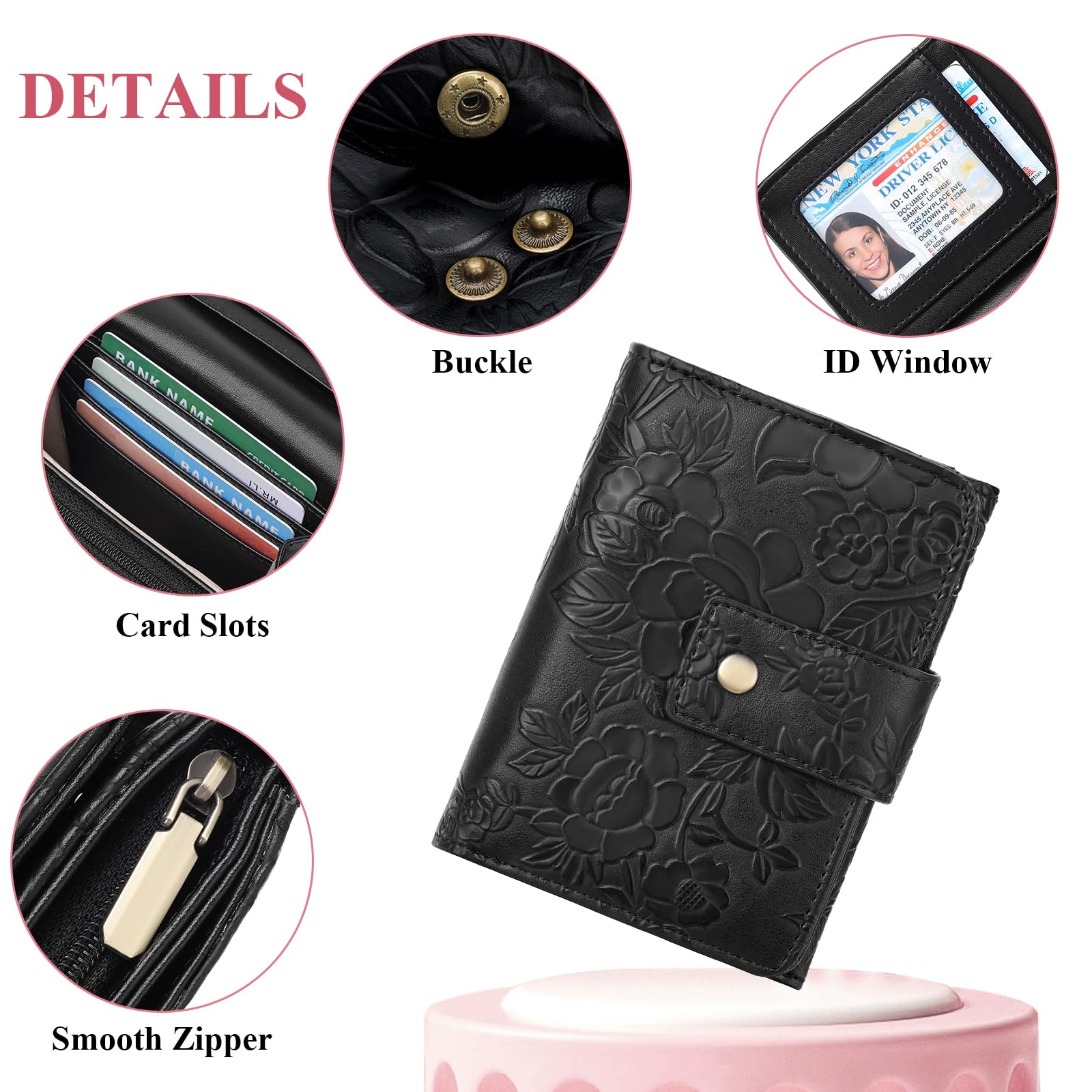 SENDEFN Portefeuille Femme Porte Monnaie Femmes avec Blocage RFID Portefeuille Moyen avec 16 Emplacements Porte Feuilles pour Femme Cuir avec Fermeture éclair Poche à Monnaie