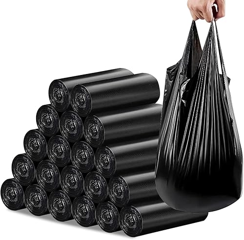 Bolsas de basura pequeñas, bolsas de basura negras fuertes, sin perfume, forro grueso adecuado para dormitorio, hogar, cocina, 6 galones, 120