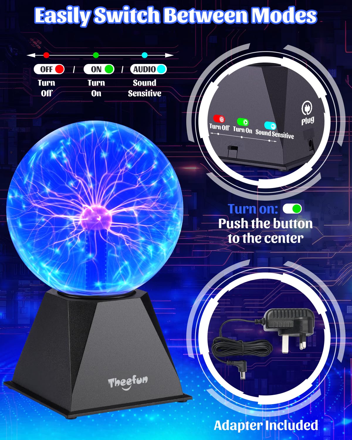 Sfera Al Plasma 3-8 Pollici – Touch & Sound Control, USB/Batterie, Decorazione Luce Per Feste E STEM - 5