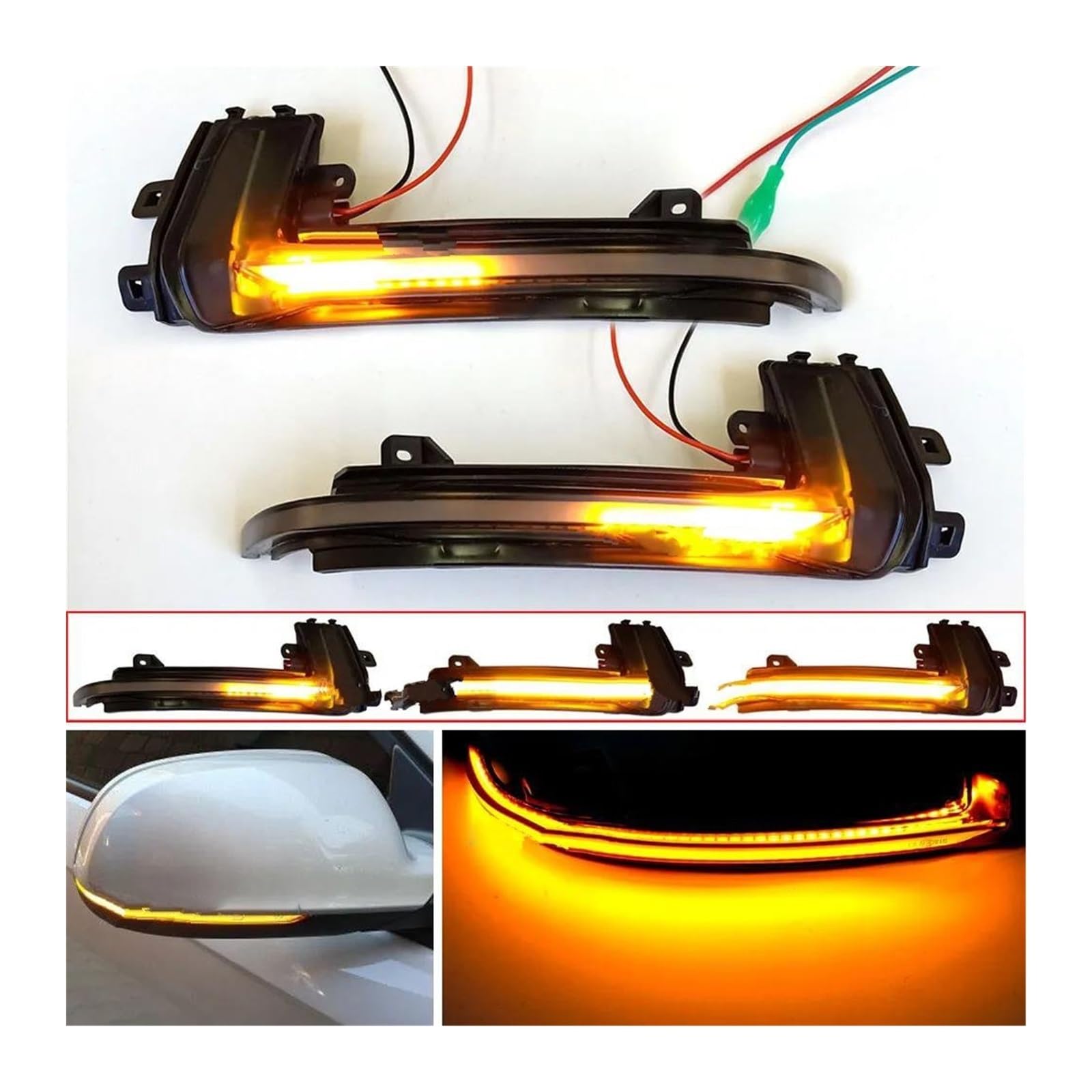 Kit 2x Clignotants LED Dynamiques Jaunes Pour Rétroviseurs Audi (A3 8P, A4 B8, A6, Q3...) - Neuf