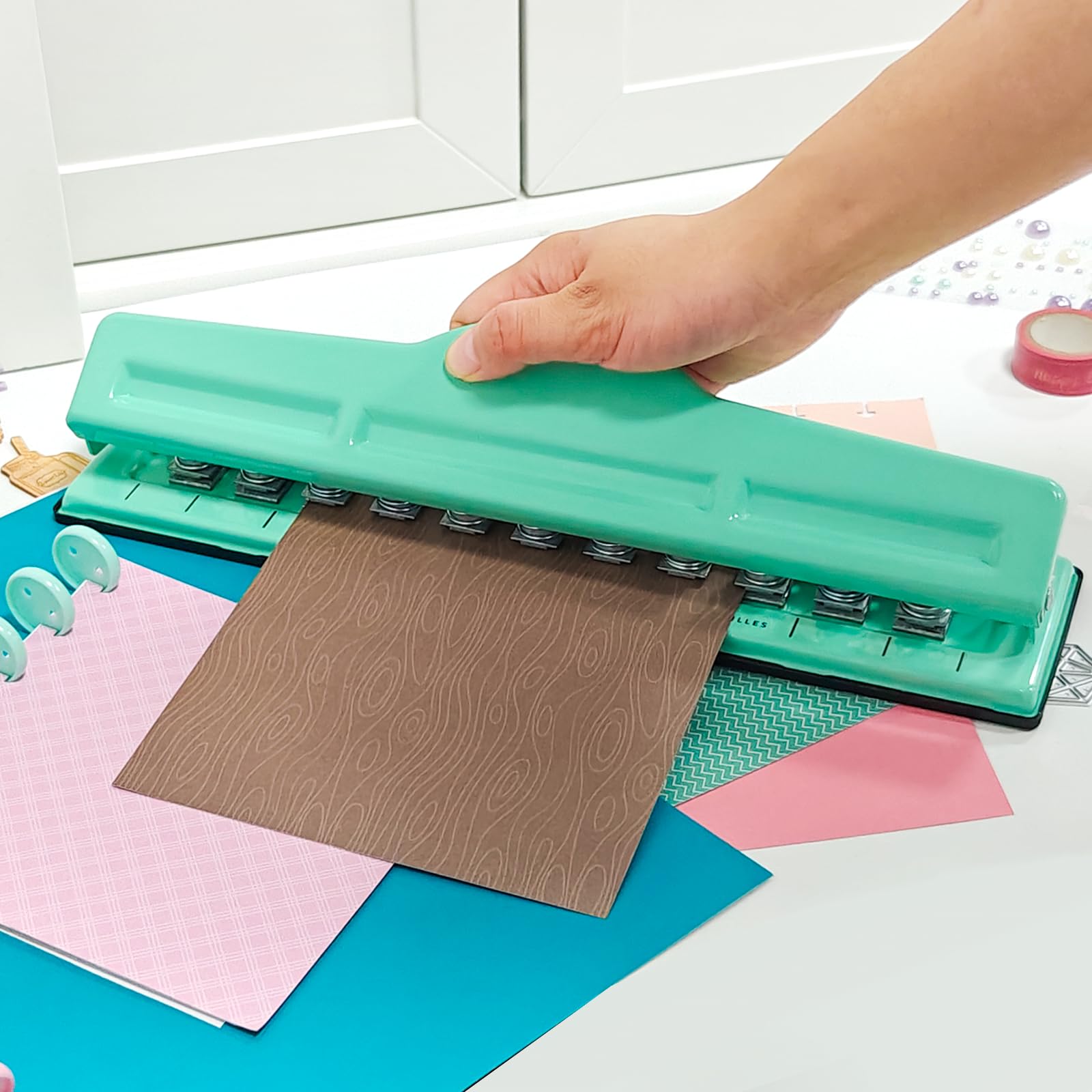 Dziurkacz do grzybów, 11 dziurkaczy, dziurkacz do planowania dysków, dziurkacz do papieru, do wiązania krążków, planerów, scrapbookingu, notatników (zielony)