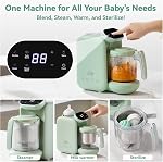 Chefhandy Baby Food Maker with Stainless Steel Steam Basket, 5-in-1 Baby Food Processor, Steamer & Blender, Auto Cooking, Pureeing, Reheating & Steam Cleaning, BPA-Free, 6 Reusable Pouches, Green