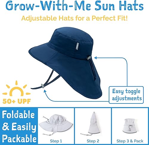 Miniatura 3 de JAN & JUL Sombrero de sol Xplorer de algodón ajustable para niños 50+ UPF