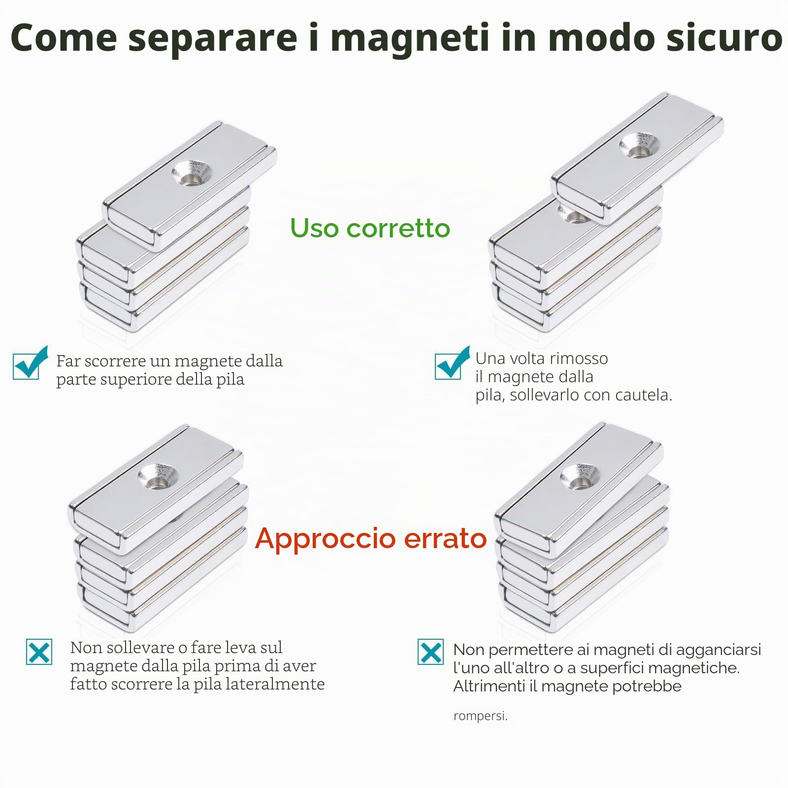 10 pezzi Magneti Rettangolari 10 kg forza 20 x 13,5 x 5 mm con Foro Svasato e Capsula con viti, Magnete con Base Calamite Potenti per Frigorifero Industrial science and laboratory