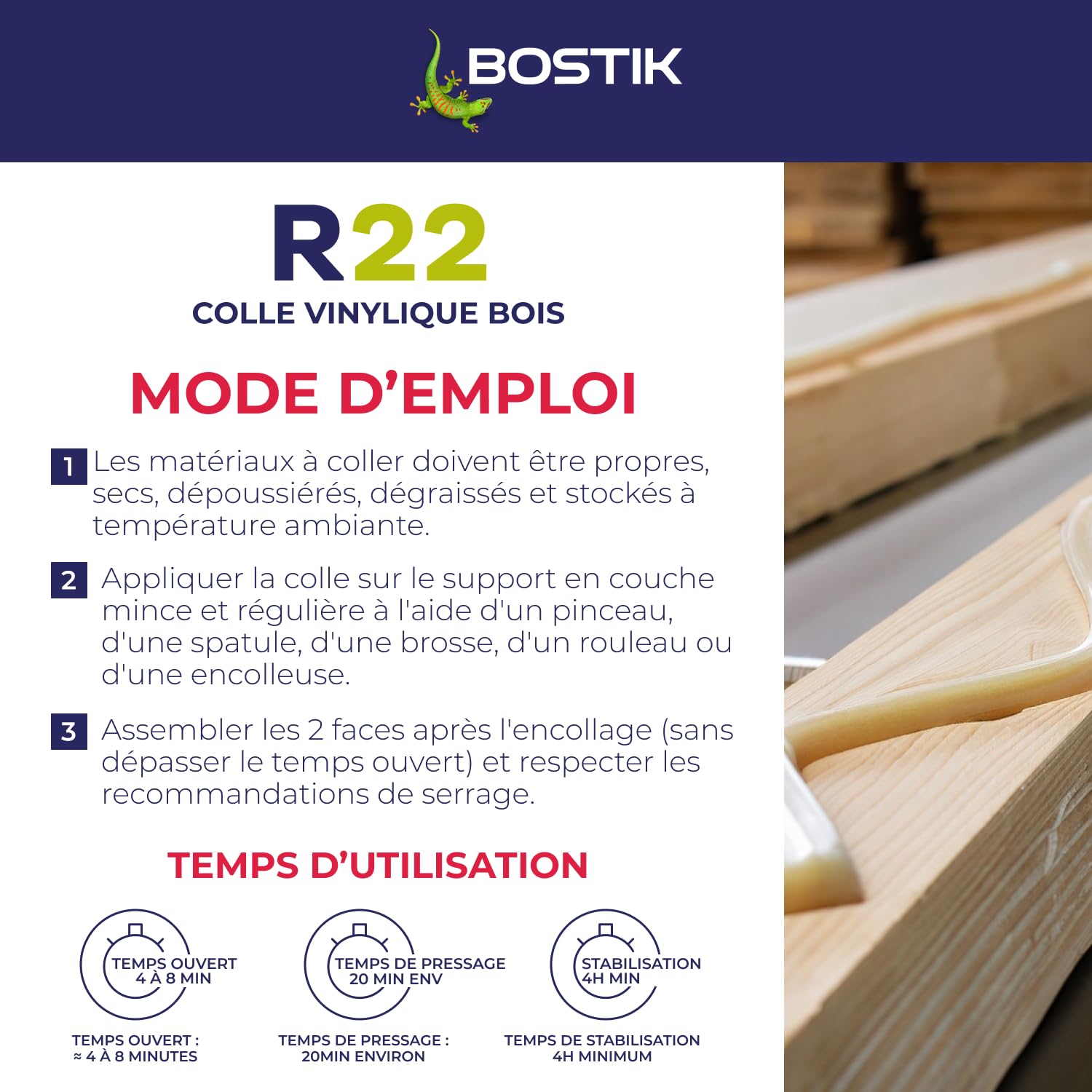 Bostik Colle Vinylique Bois R22 - Prise Lente - Colle d'Assemblage et de Placage du Bois - D1 Menuiseries Intérieures - Meubles - Blanc - Seau de 5 kg