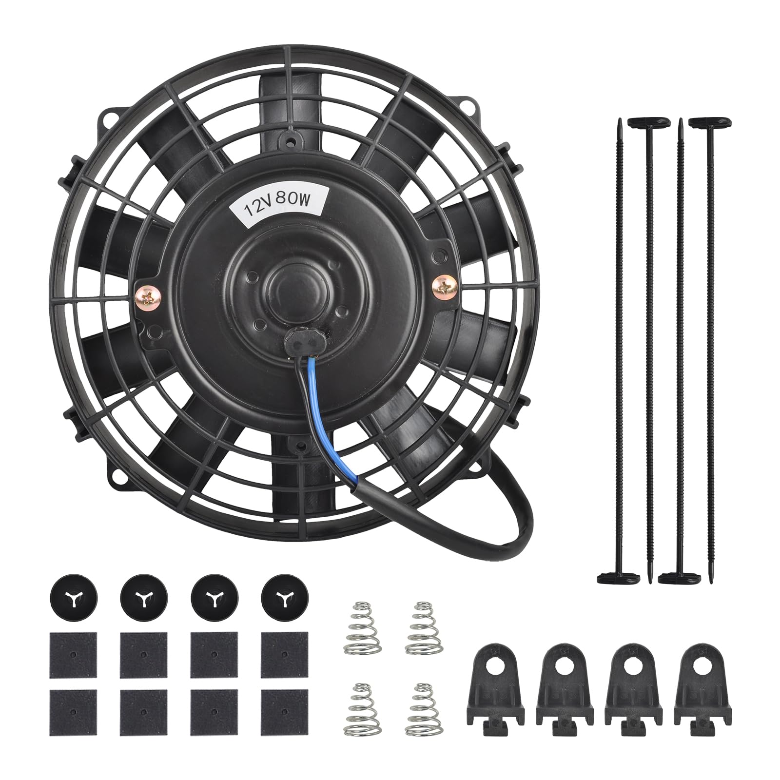 10" Inch Slim Fan Push Pull Electric Radiator Cooling 12V Mount Universal Kit Blue - View #6