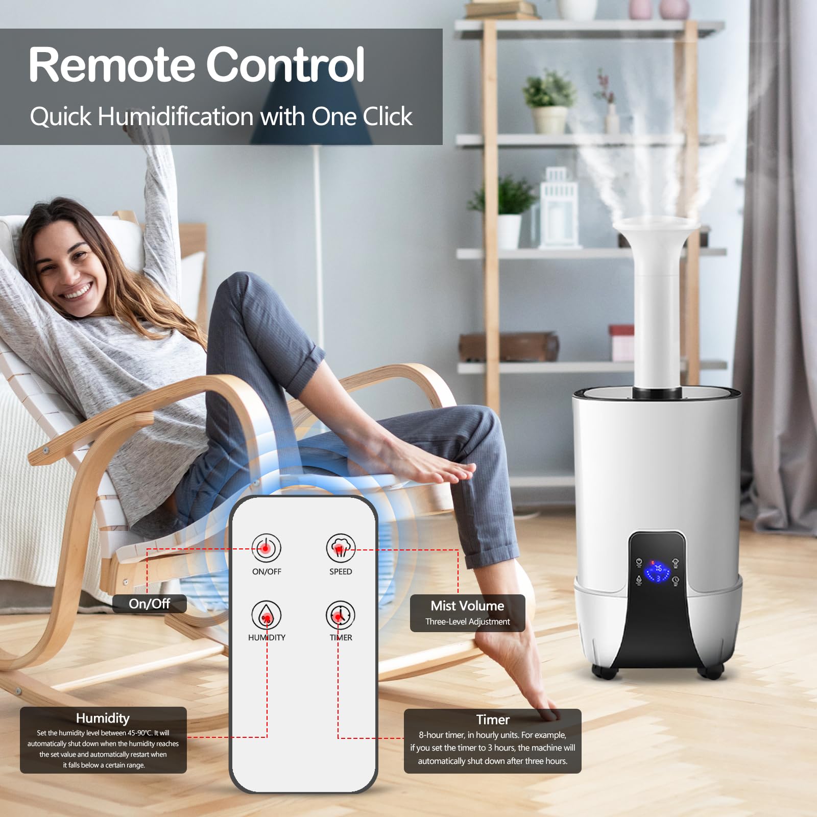 Umidificatore 15L, Multifunzionale Umidificatore Piante 1500ML/H Diffusori Ambiente Automatico 75W con Ugello Dritto Ugello Angolato e Ugello a Quattro Testine per Grow Tent Supermercati