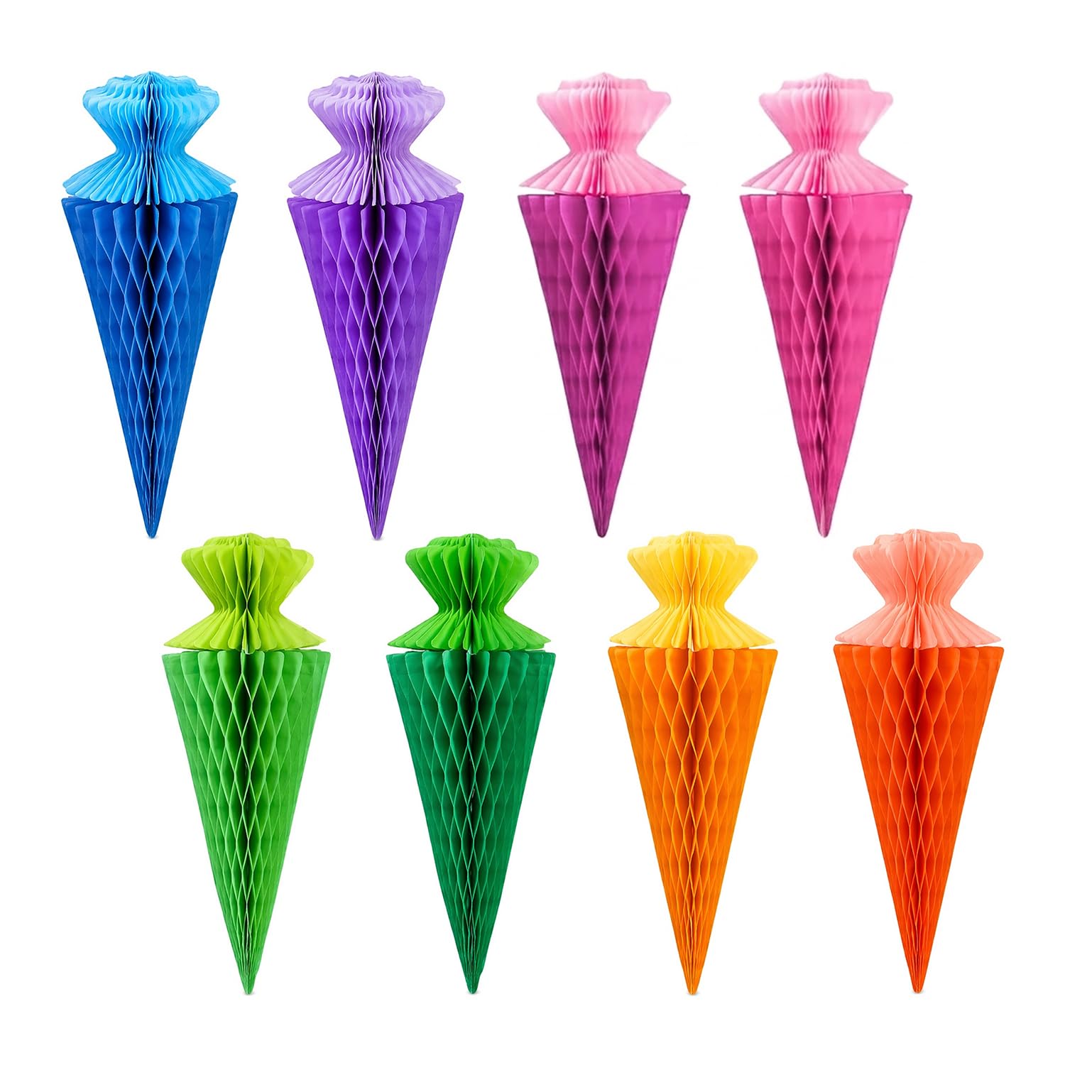 Girlande Einschulung Deko, 8 Stück Kleine Schultüte Bunt 20cm | Mini Zuckertüte Klein aus Seidenpapier Hängende Dekoration für Schulanfang Schuleinführung Einschulung Mädchen