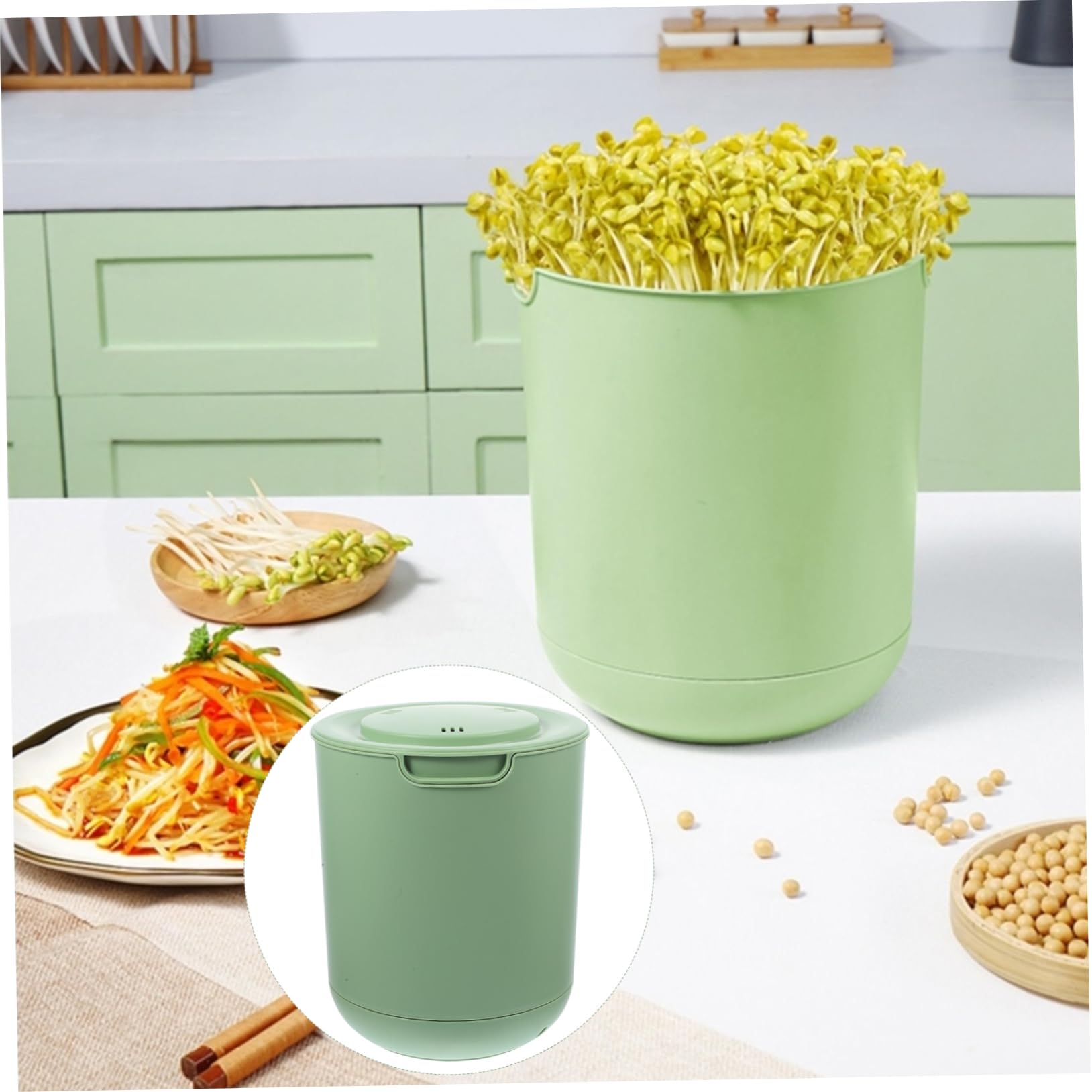 INOOMP 1set Vaso per Germinazione di Semi Contenitore per Germogli Plastica Kit di Coltivazione Automatico per Fagioli per Balconi e Cucinedesign Stabile e Durevole