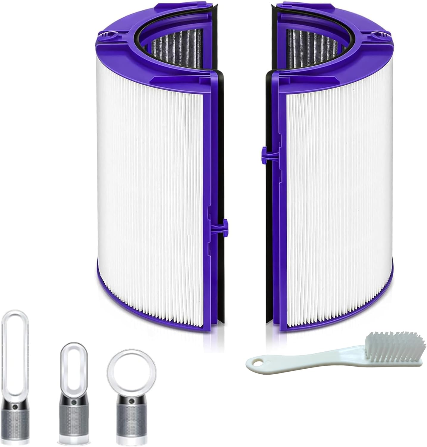 2 IN-1 Filter Replacement for Dyson TP06 HP06 PH02 PH01 PH03 PH04 HP09 TP09 HP07 TP07 TP10 HP10, Purifier Combi 360°Glass Activated Carbon Filter (Purple)