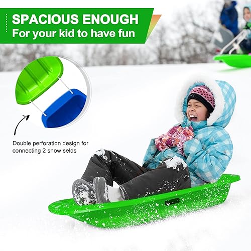 Miniatura 84 de AGPTEK Trineo de nieve duradero de 35/47 pulgadas para niños, niñas y adultos, con asas integradas y cuerda de tracción
