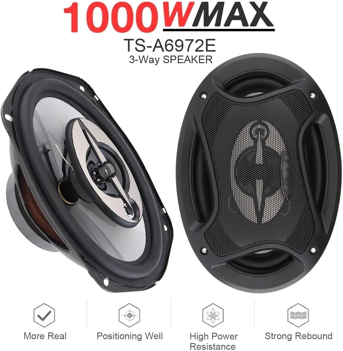 車載 カースピーカー 2個 6x9インチ 12V1000W 3ウェイ カー同軸 オート