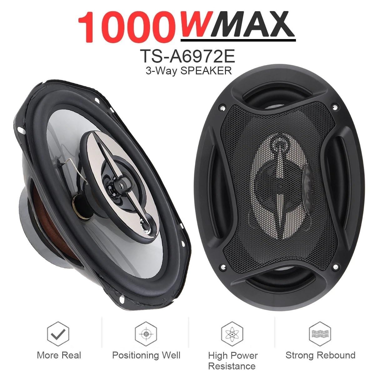 Altoparlante Tweeter Universale 2 altoparlanti Hi-Fi stereo a gamma completa per auto, 12 V, 1000 W, 6 x 9 pollici, 3 vie, coassiali, audio, musica