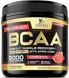 BCAA Powder Watermelon Blast - Post Workout Muscle Recovery Support Drink for Hydration - Sugar Free BCAAs Amino Acids Powder Pre Workout Energy 2:1:1 Branched Chain Amino Acids - 50 Servings