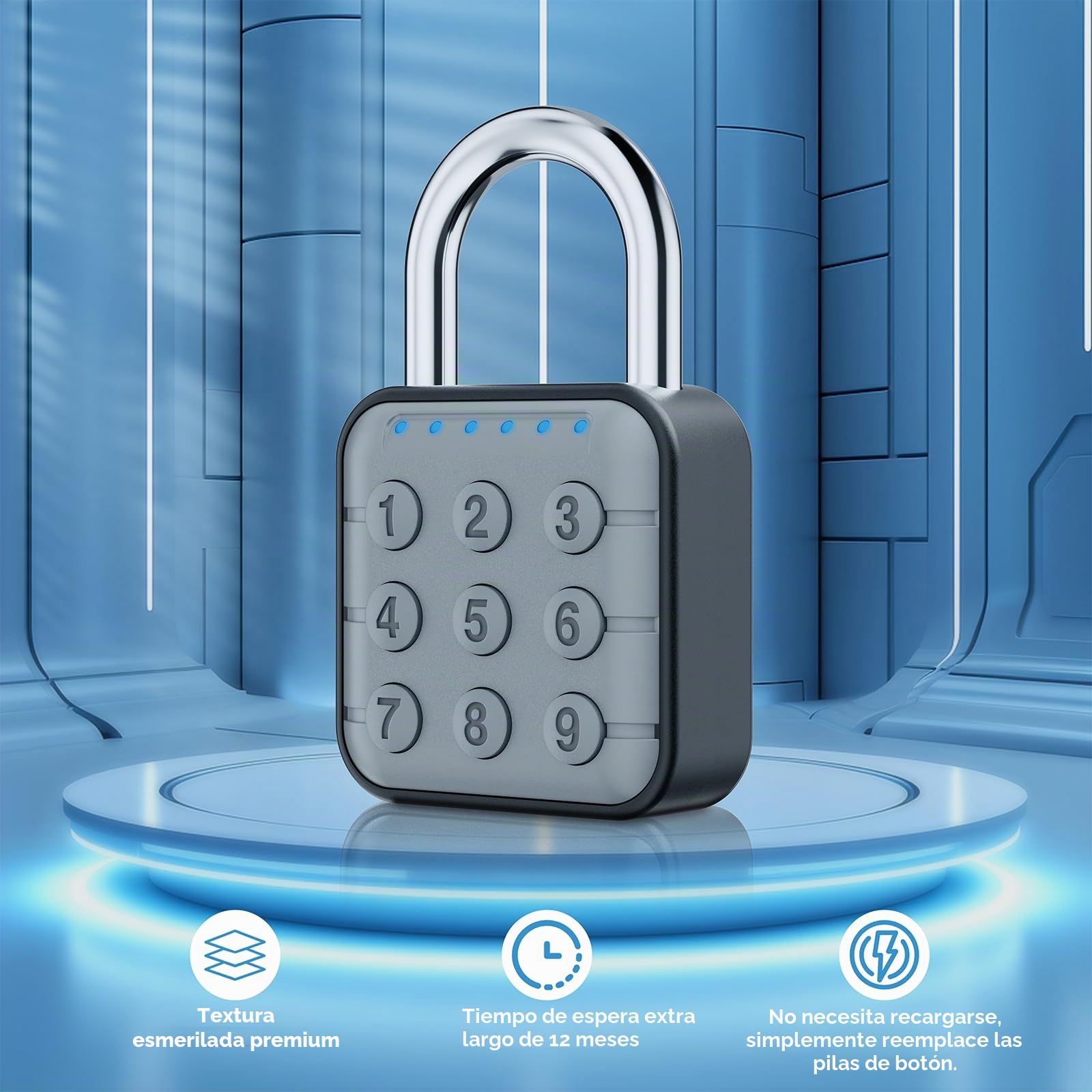 Cerradura de combinación, cerradura de combinación para taquilla, cerradura de casillero y cerradura de gimnasio - Alta seguridad, fácil de usar para gimnasio, escuela, viajes (Gris)
