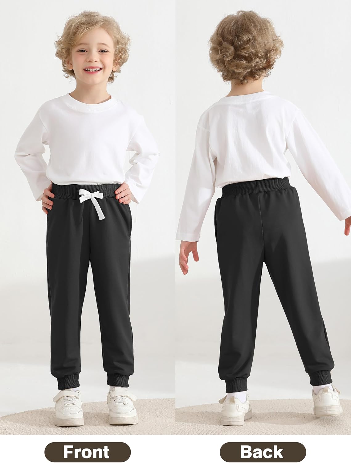 Resinta 3 Pack Toddler Boys Sweatpants Kids Active Jogger Pants Boys Casual Athletic Pull On Pants with Drawstring Pockets