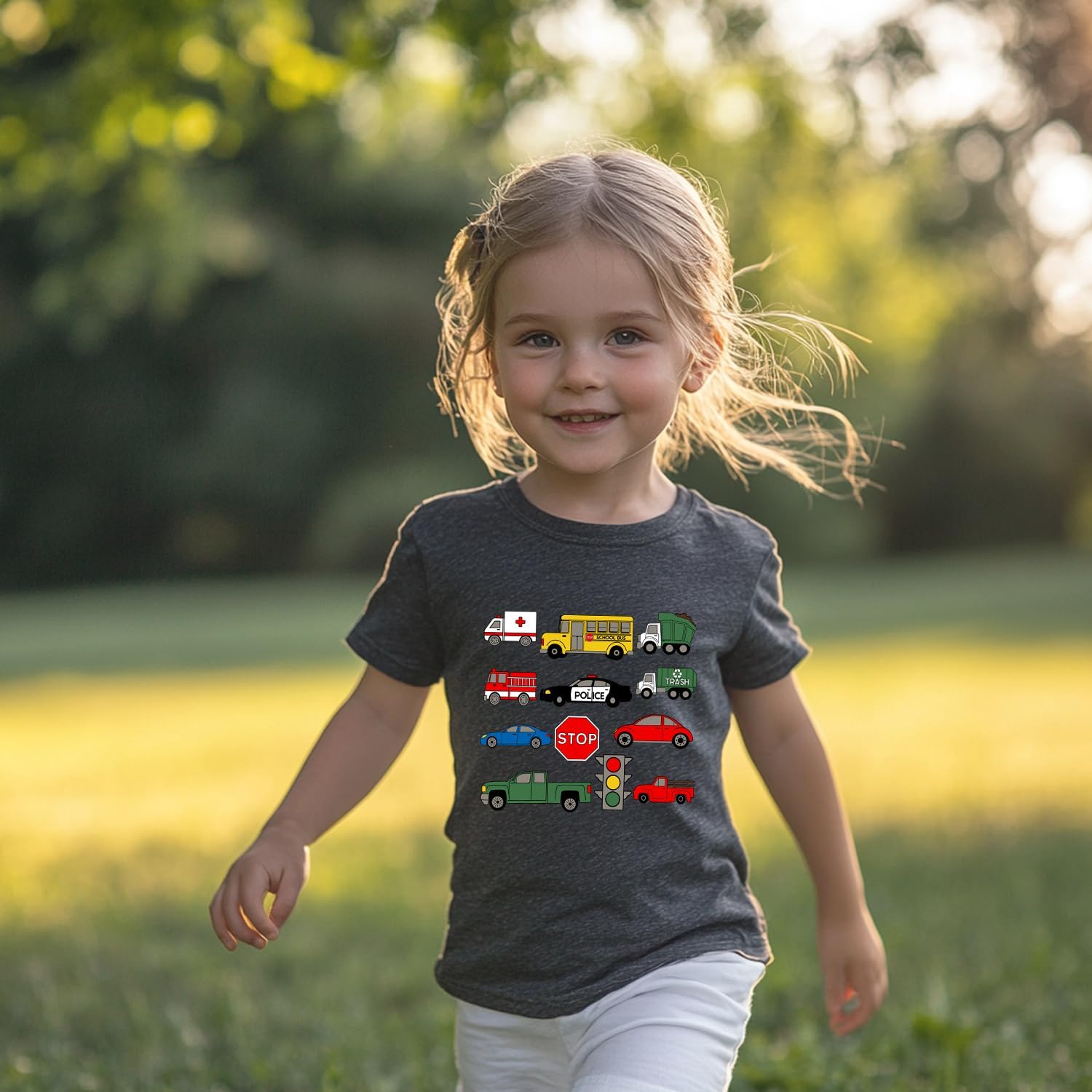 Toddler Shirts Boys Kids Construction Alphabet Truck Graphic Short Sleeve Tee Shirt Clothes for 2-7 Years Old