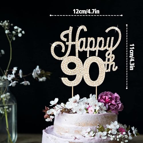 Miniatura 386 de LINGTEER Decoración de pastel de diamantes de imitación dorados para cumpleaños número 15 – Cheers to 15th Birthday Quince años de edad, decoración