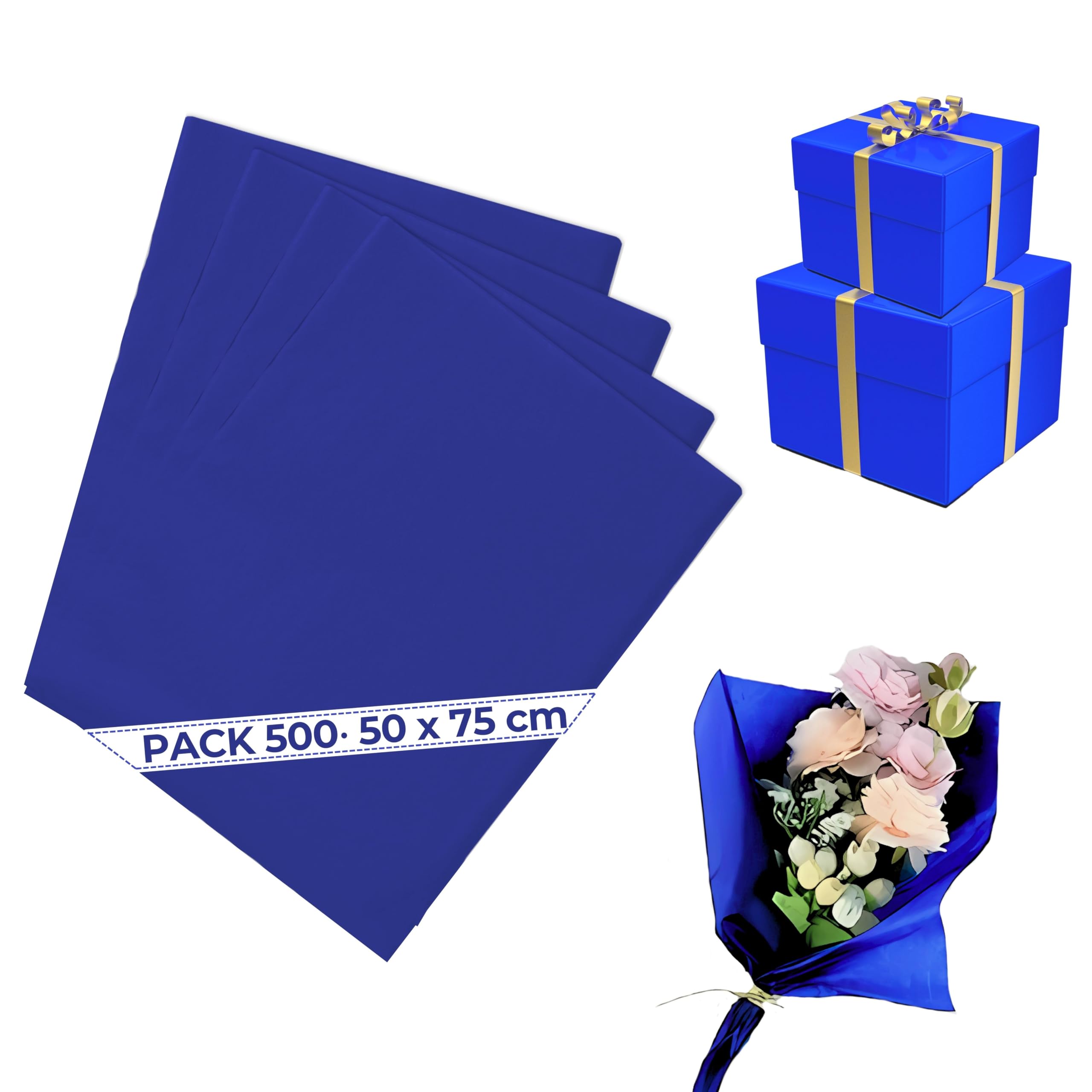 Carta Seta Blueberry Blue (confezione da 500) 50 x 75 cm