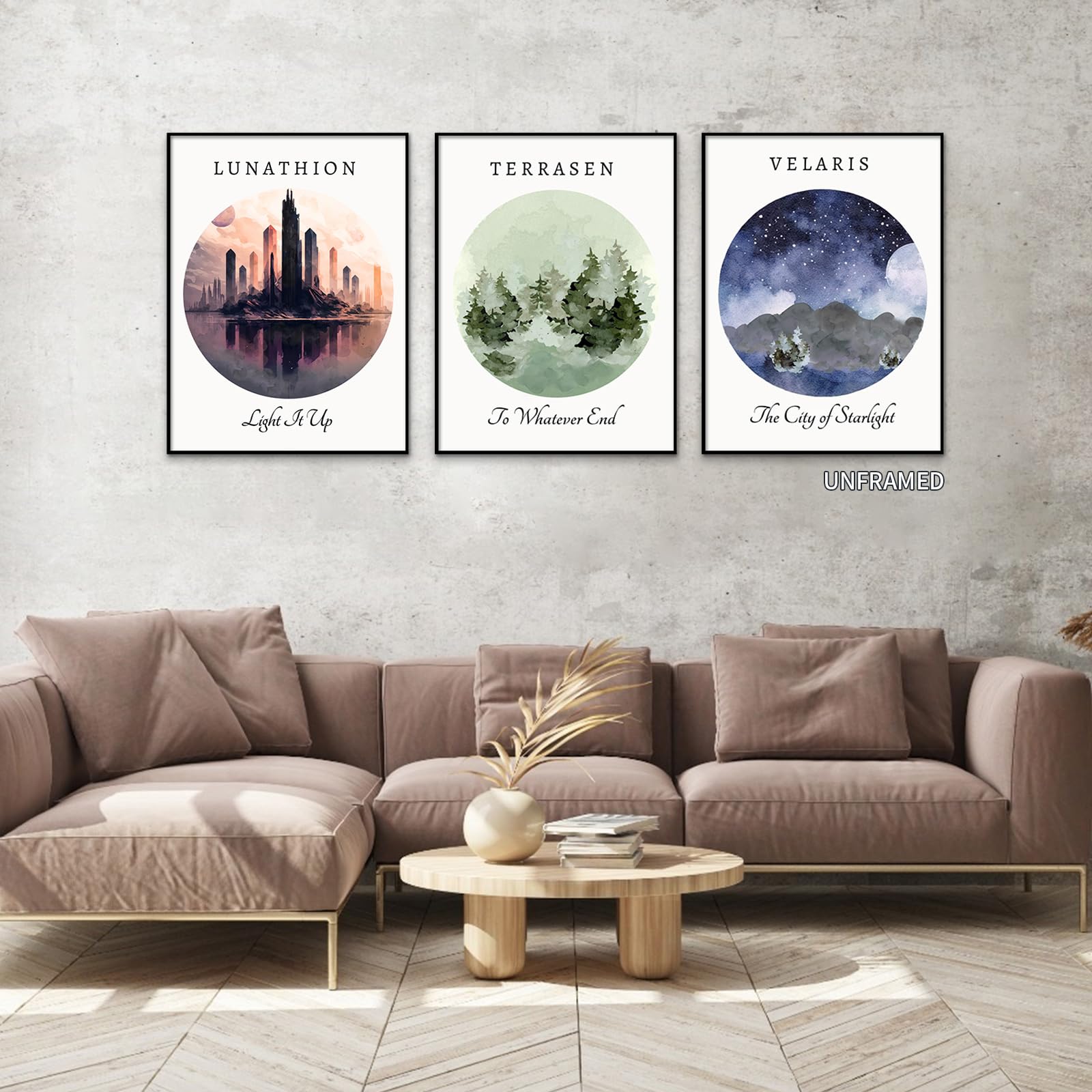 Sarah J. Maas Bücher Poster – 3er Set Kunstdruck Auf Leinwand, 40,6 X 61 Cm – Für ACOTAR, Crescent City & Throne Of Glass Fans