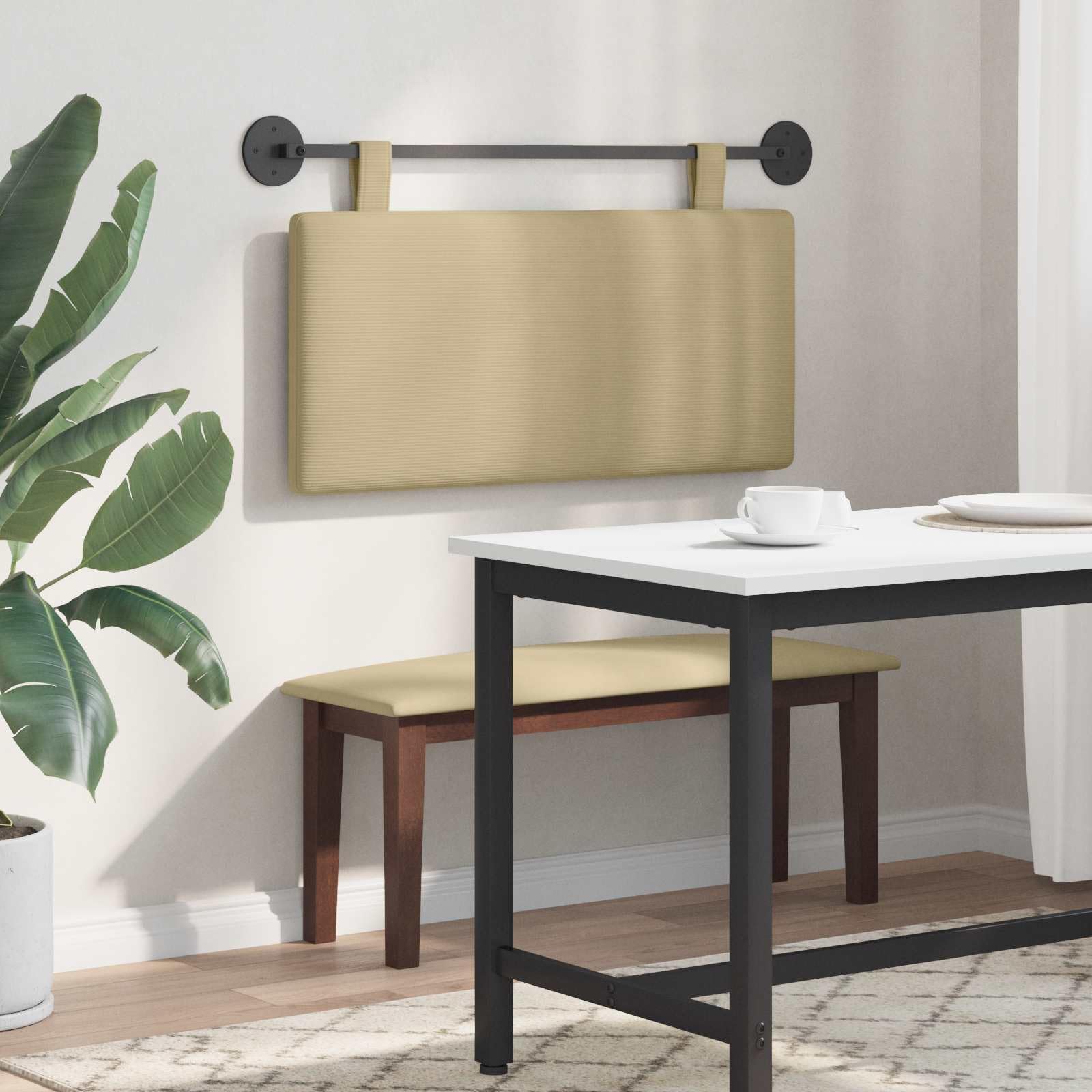 Cabecero colgante de pana montado en la pared, panel acolchado rectangular, composición de tela duradera, versátil como respaldo o cabecero de cama