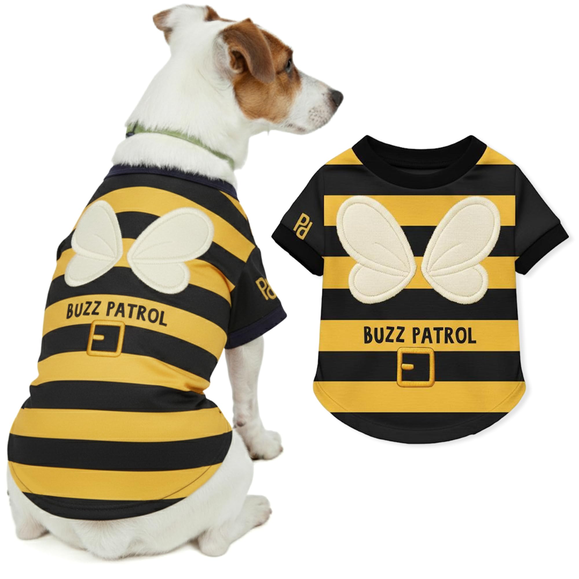 Parisian Pet Dog Buzz Patrol Bee Shirt - Halloween Pet Vest - Halloween Shirts for Dogs - Embroidered Pets Clothes - Puppy Halloween Costume - Sleeved Doggy Costumes for Large Dogs - L โ image 1