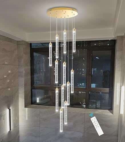 Miniatura 7 de Candelabro LED regulable de 12 luces para entrada, montaje empotrado, lámpara colgante de techo, candelabros de cristal para sala de estar,