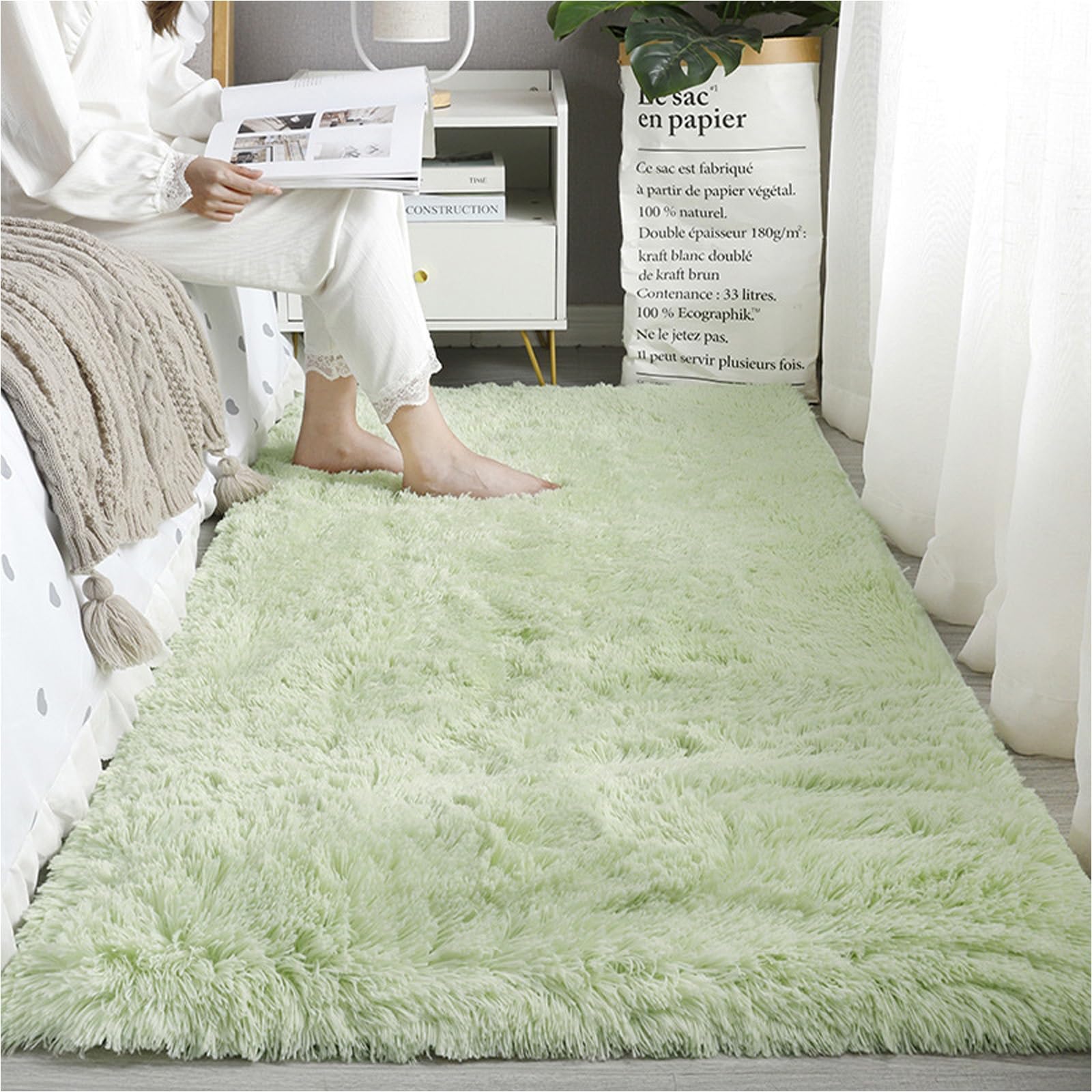 Tapis de sol 200 x 280 cm longs moelleux antidérapant intérieur épais