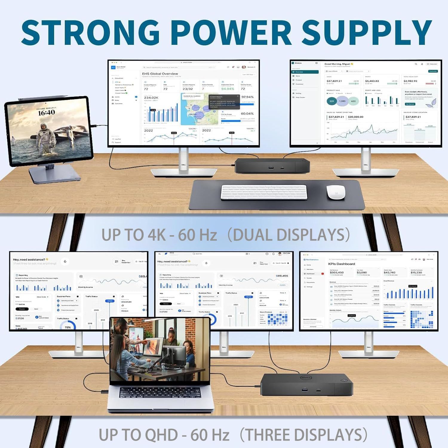 Dell WD19S 180W Docking Station, HDMI/Dual DisplayPort, Dell Docking Station with 130W Power Delivery, Dual Monitor Support,Bundle with 180W Adapter, HDMI/DP Cables (Renewed)