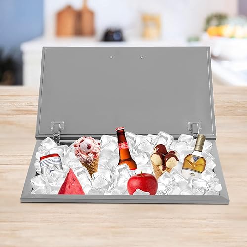 Miniatura 2 de Contenedor de refrigeración para cocina al aire libre, baúl de hielo de acero inoxidable, enfriador de bebidas de cerveza con cubierta extraíble,