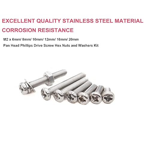 Miniatura 8 de cSeao Juego de 420 tornillos de cabeza plana M3 x 0.236 in, 0.315 in, 0.394 in, 0.472 in, 0.630 in, 0.787 in, arandelas, tuercas hexagonales, unidad
