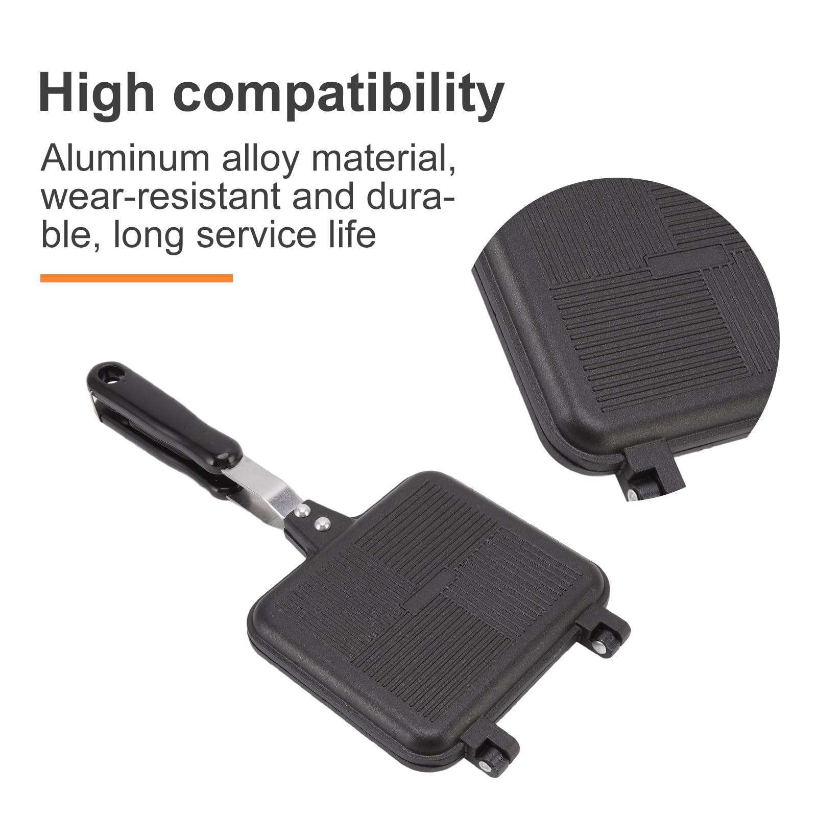 Doppelseitiger Bratpfanne Quadratische,Antihaft Pfanne Doppelseitig Mit Anti Verbrühungsgriffen,Ungemustert Aluminium Toastpfanne für Toaster Frühstück Camping
