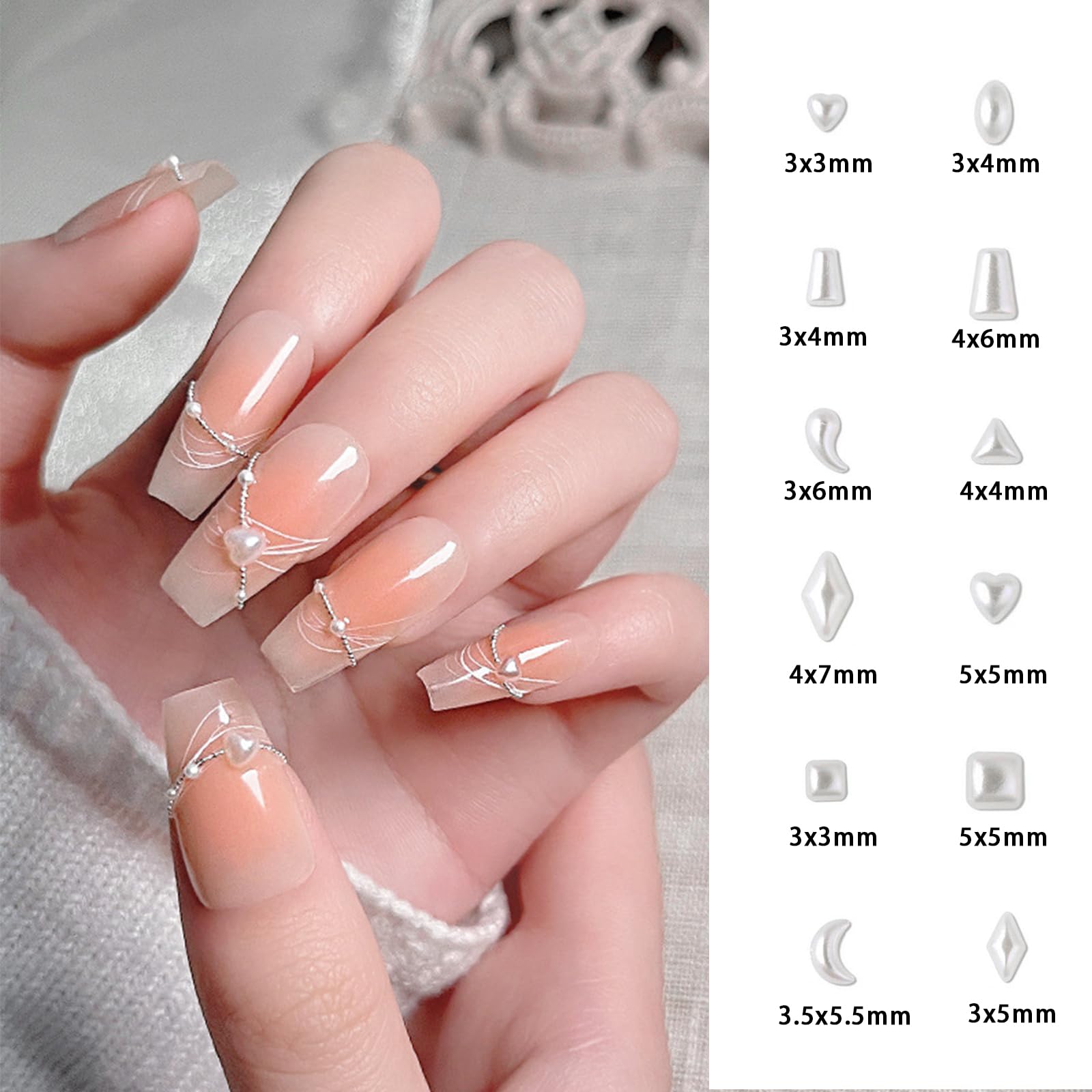 Amazon.co.jp: Snmzlc パール ネイルパーツハート 菱 月 正方