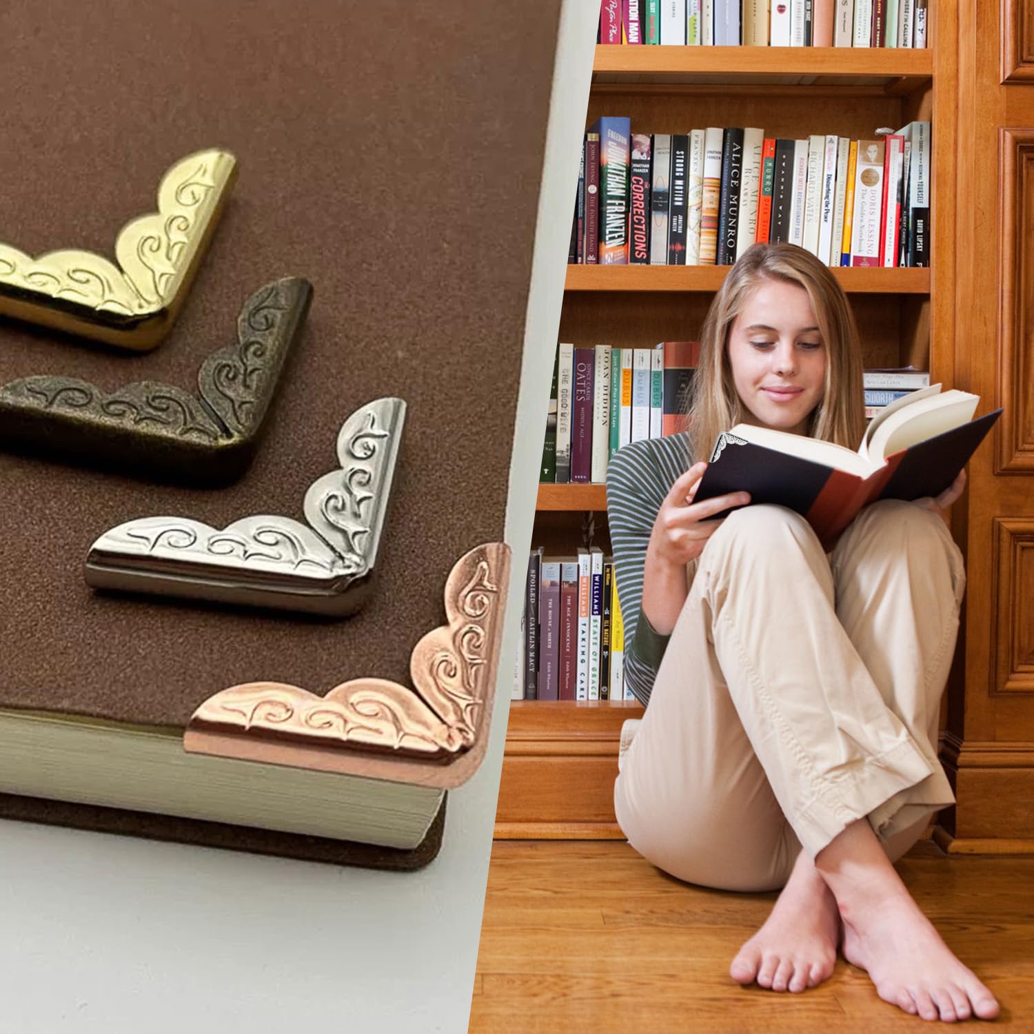 PH PandaHall Protezione Angolare, 160 pz 8 Stili Triangolo di Ferro Libro Angoli Guard Bordo Della Copertura In Metallo Copertura Decorativa Pad per Album Libri Quaderni Menu Diario Cartelle, Oro