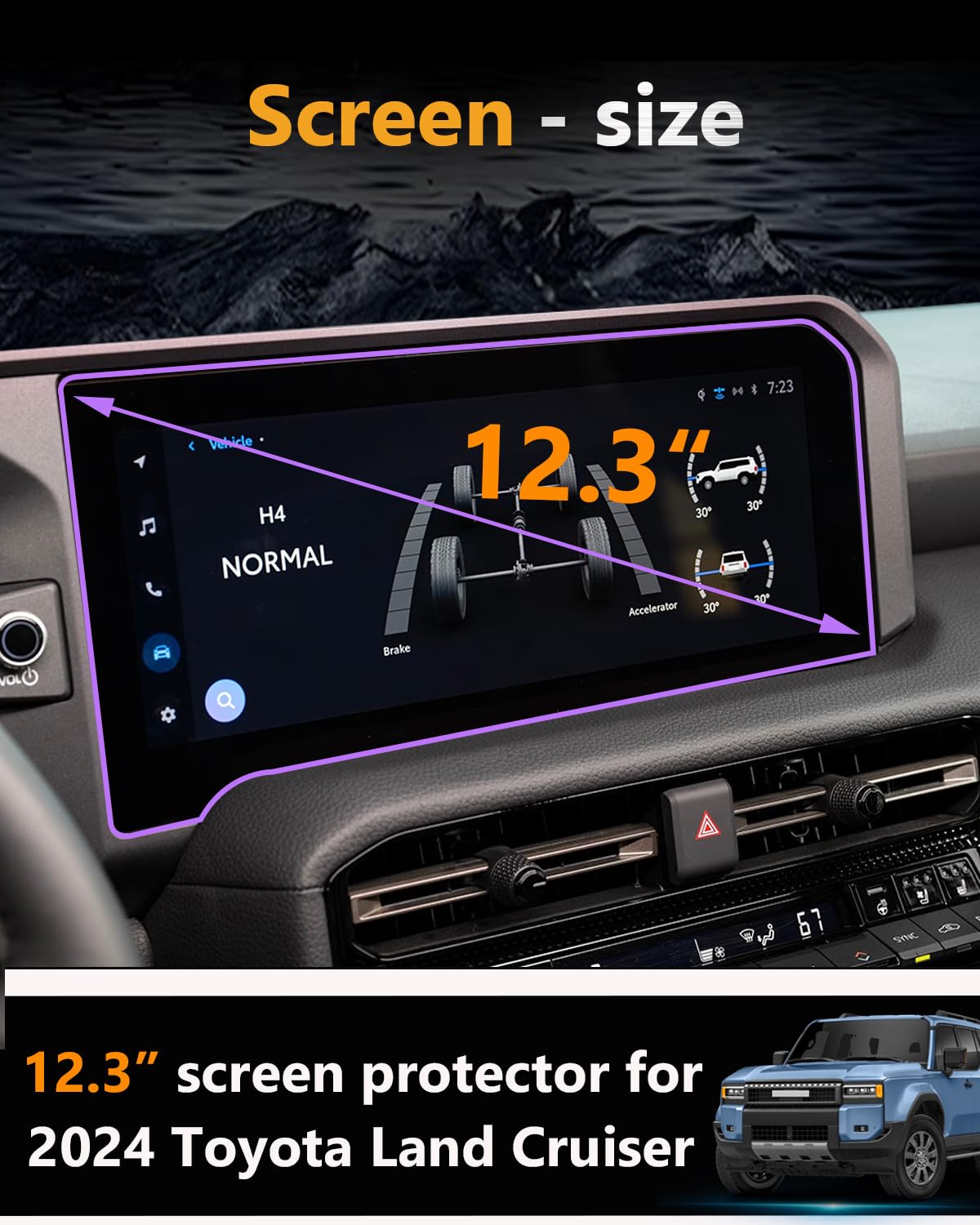 VEIROOM Screen Protector For Toyota Land Cruiser 2024 2025, Tempered Glass Protective Film For Landcruiser Accessories - 12.3 inch